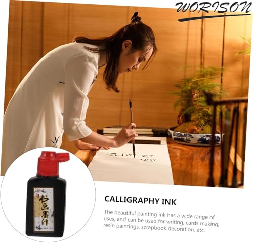 Image of Worison 100ml Calligraphy and Sumi Liquid Ink, Traditional Black Sumi Ink for Calligraphy, Painting, Writing, Drawing and Japanese Brush Art