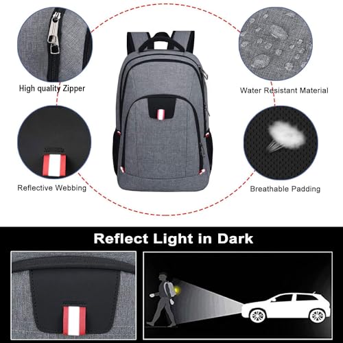 Image of Della Gao Laptop Backpack for Men, 17.3inch Large Business Travel Backpack with USB Charging Port, Water Resistant Computer Bag for Men /Women (Grey)