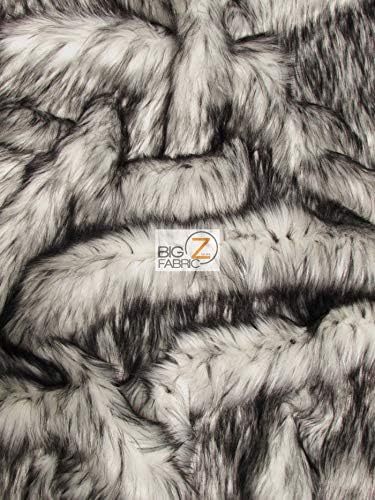 Faux Fake Fur Arctic Alaskan Husky Long Pile Fabric Sold by The Yard DIY Coats Costumes Scarfs Rugs Accessories Fashion (White)