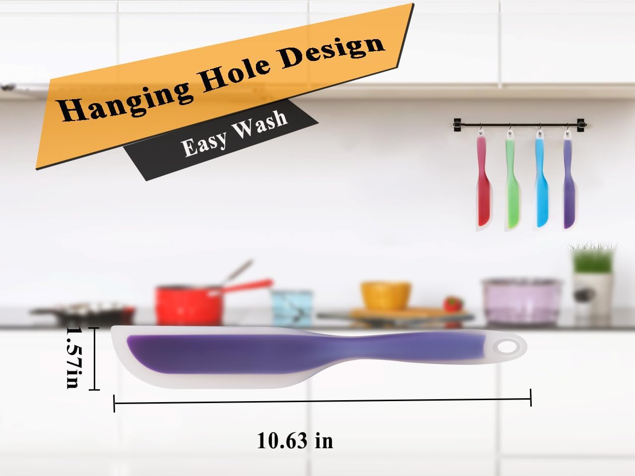 Espátula de cocina flexible con forma de cuchillo de silicona antiadherente, utensilios de cocina con núcleo de nailon (morado (juego de 2))