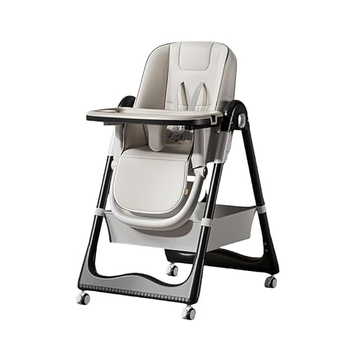KYEZOLベビーチェア ハイチェア&ローチェア 折りたたみ 3段テーブル付き 調節可能 移動便利 5点式ベルト ベビー椅子 赤ちゃん食事 出産祝い 6か月〜4歳 (ホワイト,シートクッション + ダブルダイニングトレイ + ユニバーサルホイール)