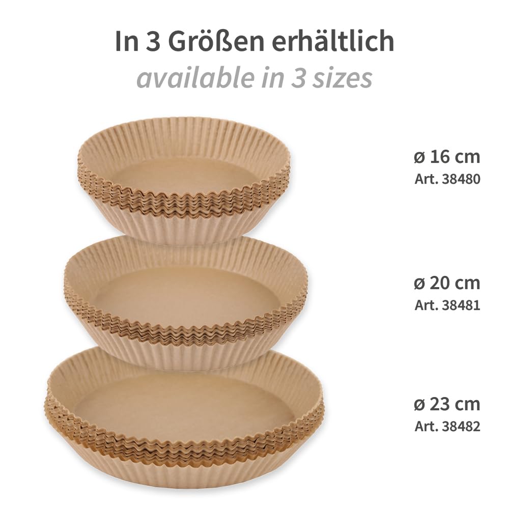 NatureStar Backpapier für Heißluftfritteuse, rund, 1000 Stück, Papier, braun (Ø 20 cm, 4,5 cm, 1000, stück)