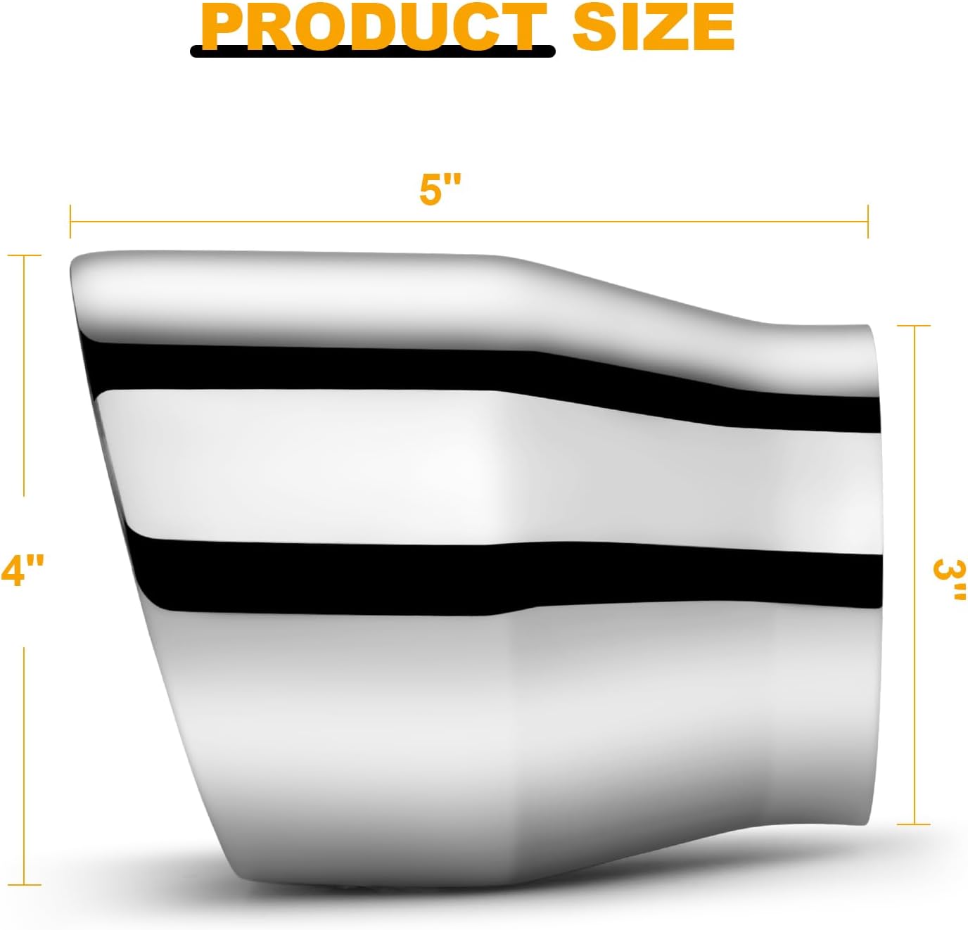 Exhaust Tip 3" Inlet, 4" Outlet 5" Overall Length, Premium Stainless Steel Double Wall, Rustproof Polished Finish, Slant Angle Cut, Weld-On Installation, for Truck Diesel Tail Pipe,2 Pack