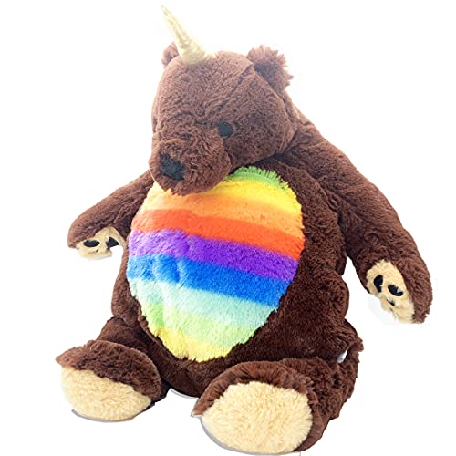 Joyamigo Plush Grizzly Teddy Bear Magical Brown Bear Unicorn Stuffed Animal, Bearicorn With Golden Horn And Rainbow Belly, Unicorn Decor, Cute Children,Lover Gift, 16 Inches #TOP17