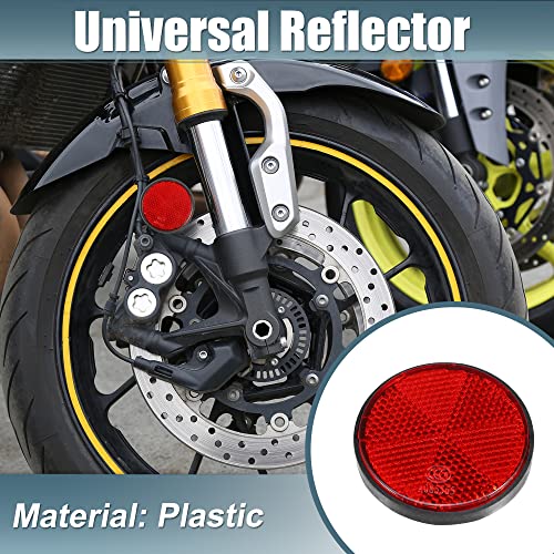Image of X AUTOHAUX Round Rear Reflectors Screw on for Cars Trailer Motorcycle | Red, 44mm, Safety spoke reflective gate posts reflector, for Trucks Boat Bicycle Bike, 8 Pcs