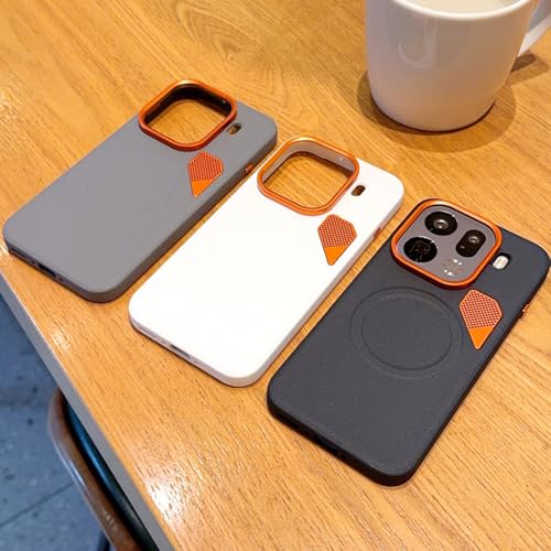 Image of for Oppo Find X9 Pro 5G Magnetic Case Leather Coated PC + TPU Phone Cover with Heat Dissipation Sheet - Grey