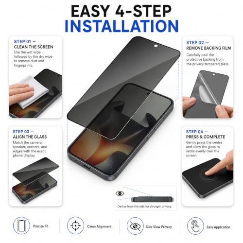 Image of FIRST MART Privacy Tempered Glass for Motorola Edge 70 Max | Anti-Spy Screen Protector, Edge-to-Edge 9H Scratch Protection, Case-Friendly, Bubble-Free | Pack of 1