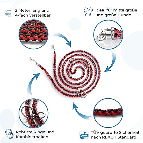 Testnote: Sehr gut - Hundeleine reflektierend I 3m, verstellbar, wetterfest & reißfest bis 250 kg I Paracord Führleine, Umhängeleine I kleine - große Hunde
