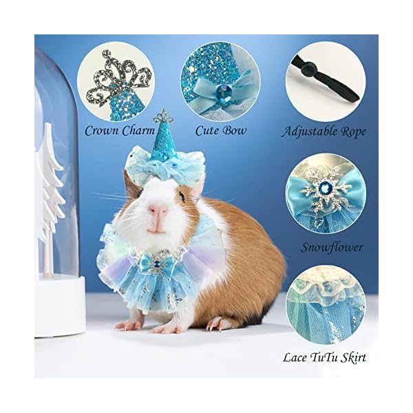 Shurung small animal birthday princess costume for rabbit guinea pig- guinea pig crown hat tutu skirt bunny princess hat bunny bandana halloween small pet outfit for guinea pig bunny hedgehog - image 4