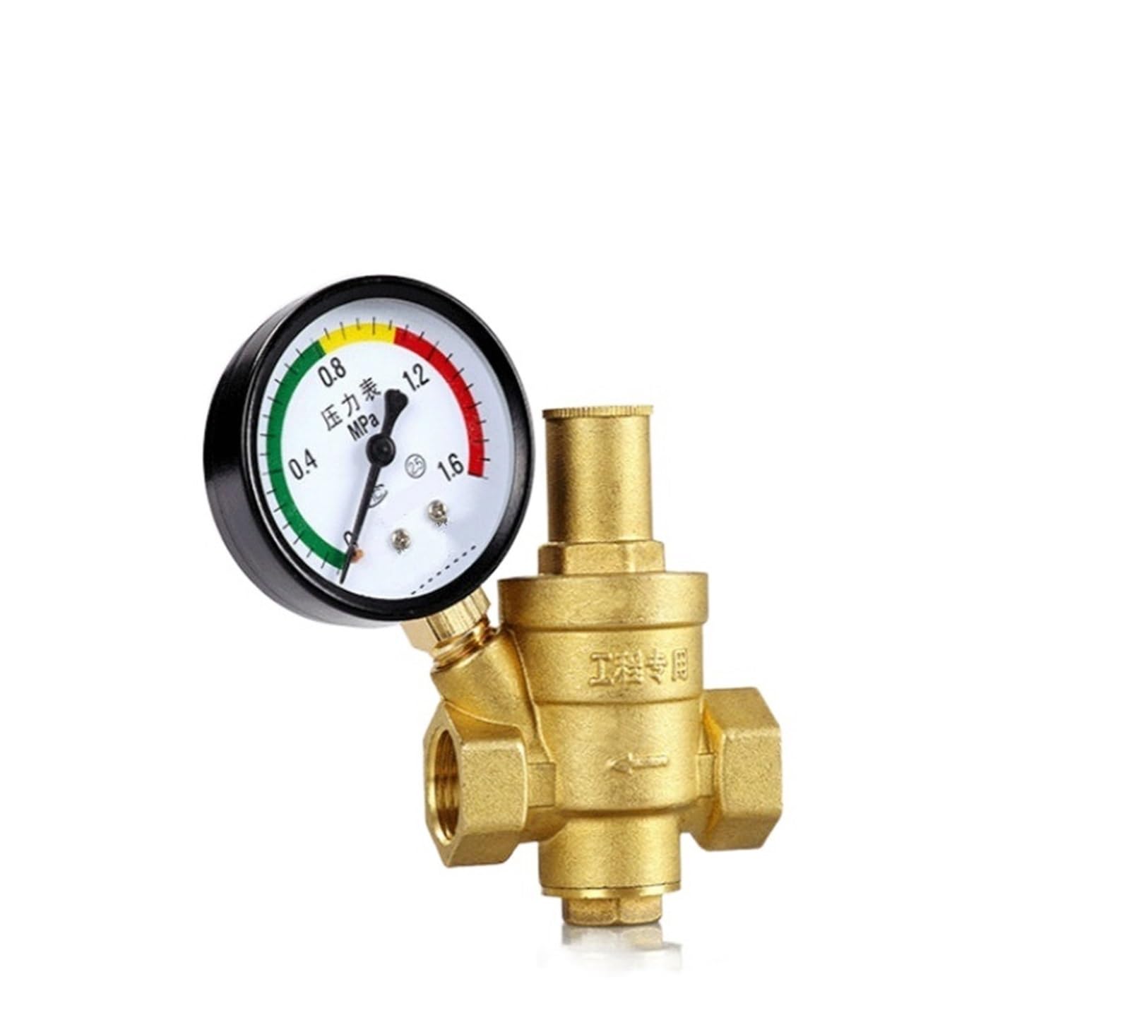 Régulateur Pression Gaz Vanne de réduction d'eau réglable DN15 DN20 1/2 3/4 Pouces vannes de régulateur de manomètre en Laiton avec jauge (Size : DN20)