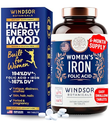 Windsor Botanicals WMN-IRN-CAPS Iron Supplement For Women With Folic Acid - 35Mg Gentle Iron, 667Mcg Folate Vitamin B9 cover