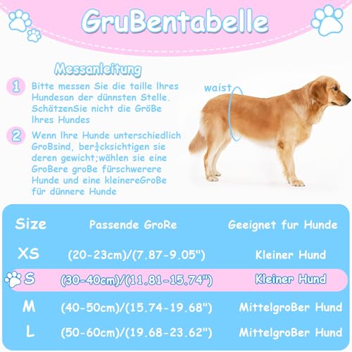 3 Stück Wiederverwendbare Hundewindeln,Hygienische Waschbare Windel Hund,Hochabsorbierend Höschen für weibliche Haustiere,Windeln für Hündinnen bei Läufigkeit und Inkontinenz(S)