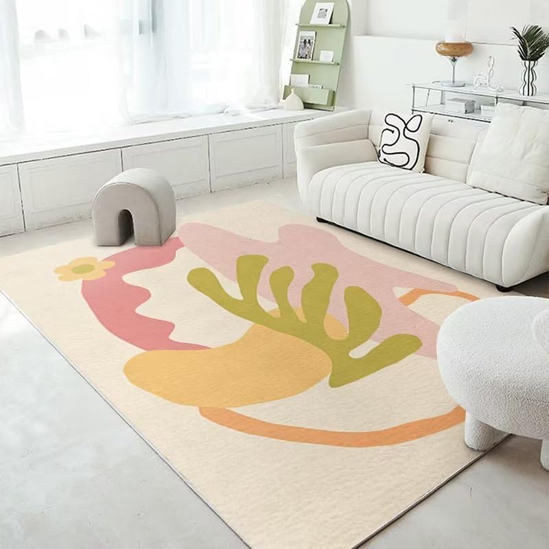 Tapis enfant garçon et chambre ado fille orange abstrait pour le bureau