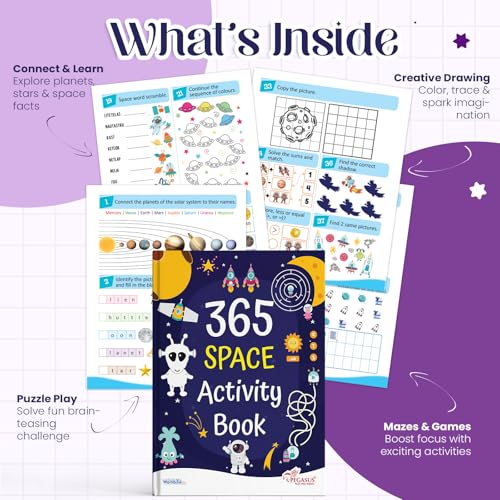 Image of 365 Space Activity Book for Kids 4+ | Fun Space-Themed Activities with Puzzles, Mazes, Games & Coloring | Daily Learning & Creativity | Best Gift for Children