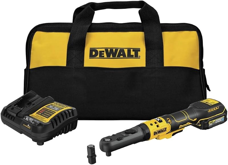 Juego de trinquete inalámbrico XR de 20 V MÁX., trinquete de cabeza sellada de 3/8" y 1/2", batería y cargador incluidos (DCF510GE1)