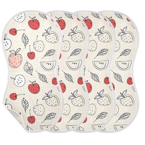 Fruits Light Beige Color Cotton Burp Cloths Large Soft and Absorbent washcloths for Babies boy and Girl Set of 2, 22x11in3