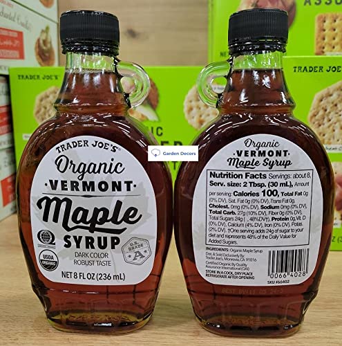 Trader Joe's2 Organic Grade A Vermont Maple Syrup Dark Color Robust Taste 8fl oz 236ml (Two Bottles)