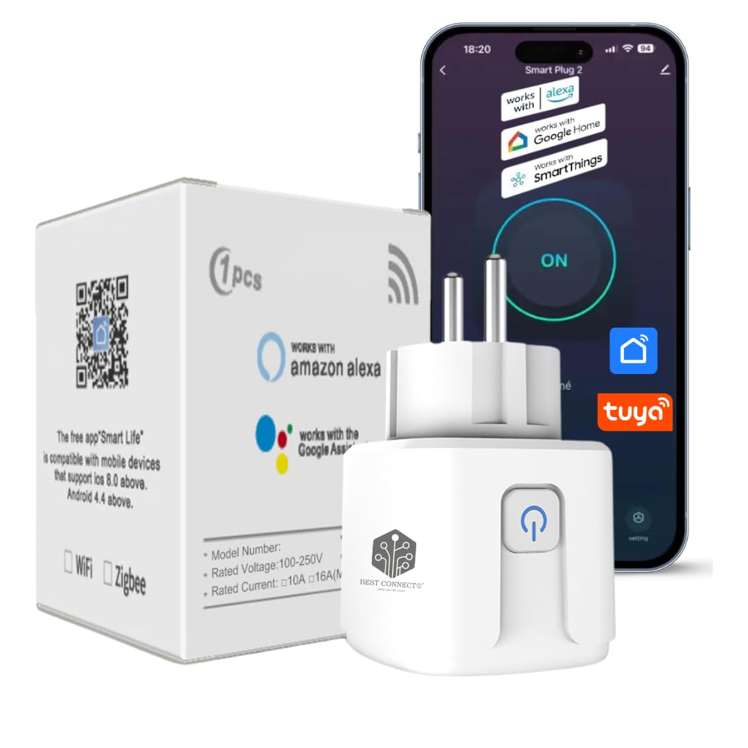 Enchufe Inteligente 20A Wifi Alexa & BLT - Control y Medición de Consumo de EnergÃa - Accesorio para el Hogar Compatible con Google Home y Alexa - Enchufe Programable Inteligente de 20A (Blanco)