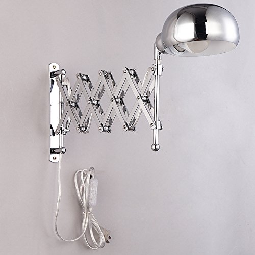 Industrial Wall Sconce - Ruanpu Adjustable Wall Light with Extendable Fixture Arm in Chrome Finish