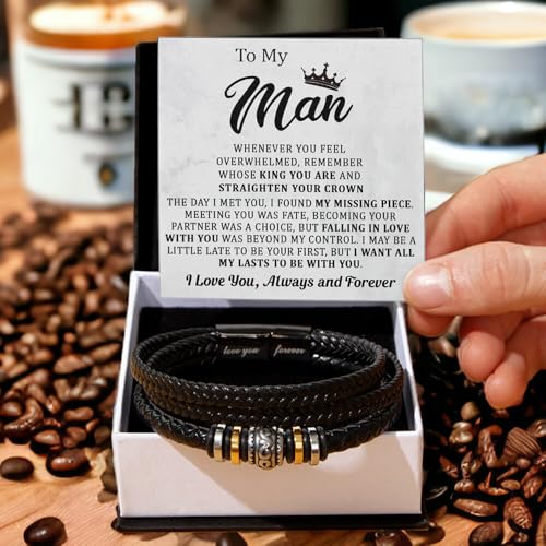 To My Man Bracelet Love You Forever, Bracelets Birthday Valentines Christmas Wedding Jewelry Gifts for Him, Boyfriend Gifts for Men, Bracelet for Husband, Romantic Gift for Man4