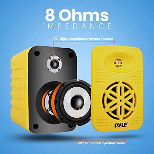 Image of PyleUsa Indoor Outdoor Speakers Pair-500 Watt Dual Waterproof 5.25 inch 2-Way Full Range Speaker System w / 1 /2 inchHigh Compliance Polymer Tweeter in-Home,Boat, Marine,Deck,Patio,Poolside (Yellow) - PDWR55YL