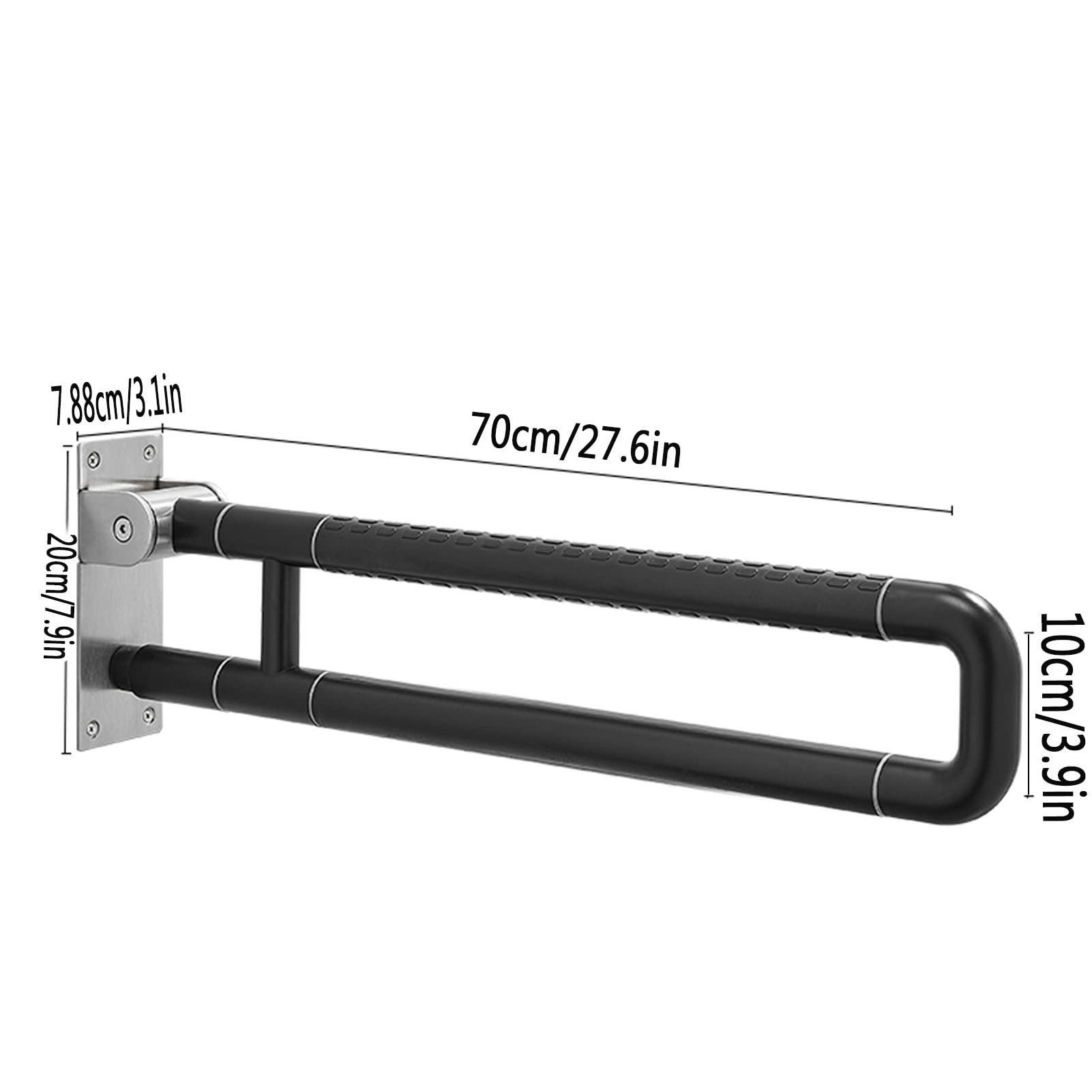 Maniglione Di Sicurezza Da Muro, Maniglione Ribaltabile Bagno Disabile,Maniglione Di Sicurezza Da Bagno,Maniglione Per WC Per Bambini Anziani Disabili E Gravidanza,Nero (70cm/27.6in)