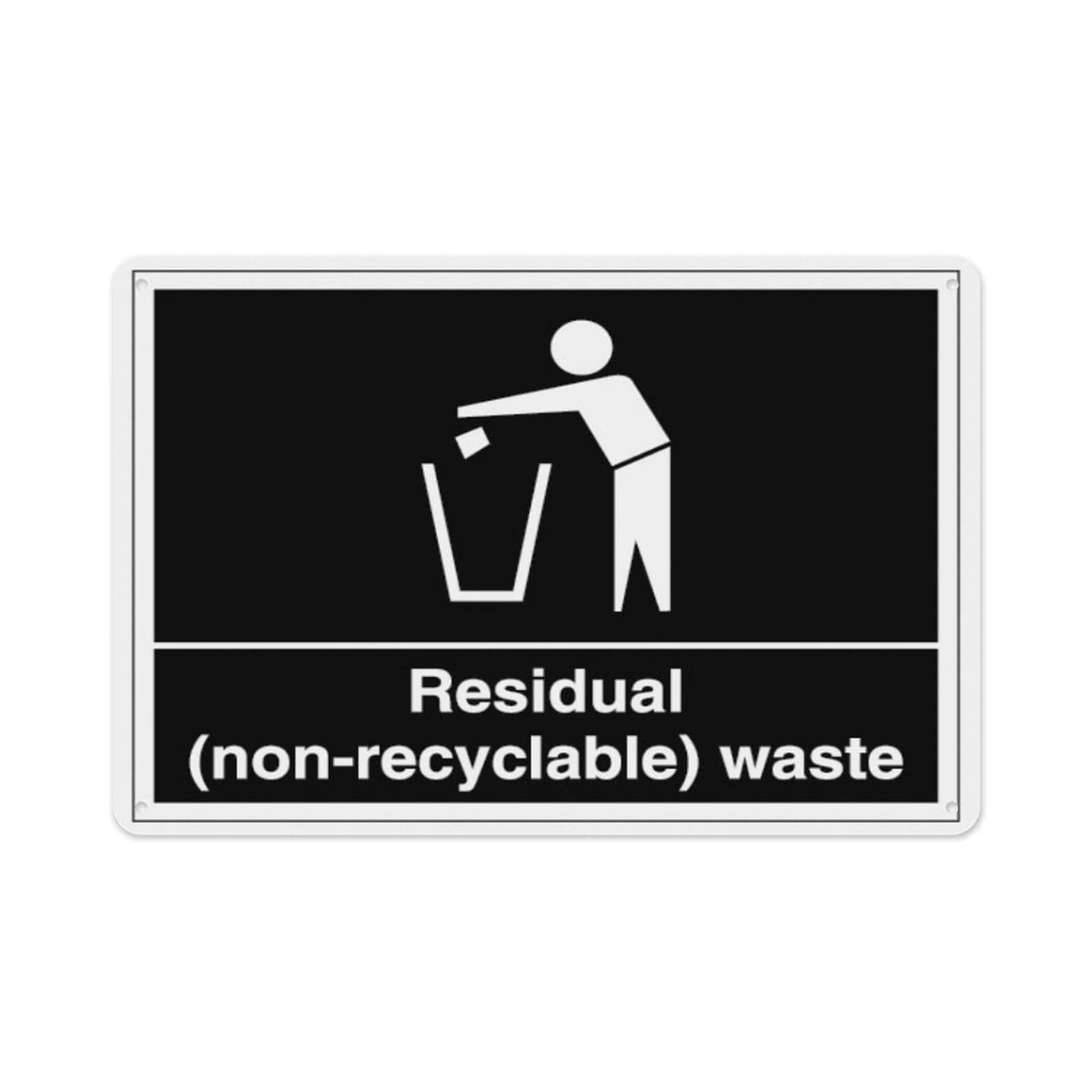 peiyeety Residual (Non-Recyclable) Waste Aluminum Tin Warning Signs For Home Outdoor Garden 8X12 Inches