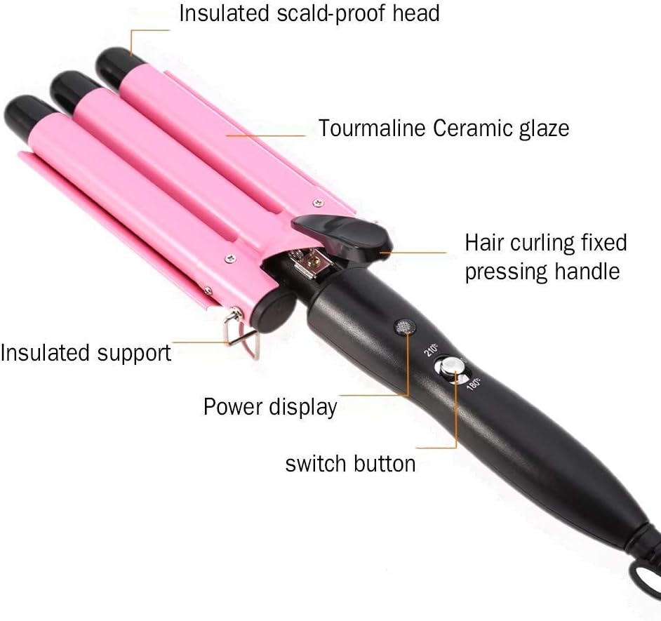 Hair Curling Iron 1 inch 3 Barrel Hair Crimper Ceramic Two Gear Temperature Control Hair Waving Styling Tools - Image 2