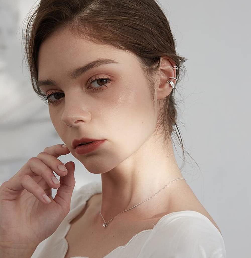 Minimalist Cuff Clip On 925 Sterling Silver Small Hoop Earrings for Women Teen Girls Cartilage Fashion Wrap No Piercing Ear Hypoallergenic
