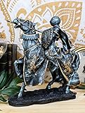 Ebros Medieval Tournament Jousting Suit of Armor Knight Charging On Cavalry Horse Statue 11