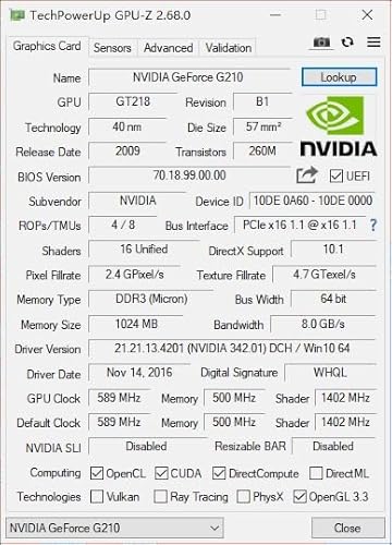 AeXdream GT 210 Graphics Card, Full Height Bracket Graphics Card - HDMI VGA DVI Output, 1024 MB DDR3 64 Bit PCI Express 2.0 x16, DirectX 10.1, GPU Video Card for Office, HTPC, Standard PC Cases