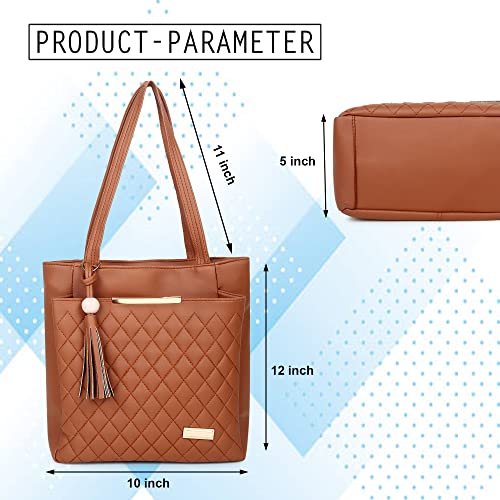 Image of Women Fashion Handbags Large Capacity Tote Purses Stylish Ladies Women and Girls Handbag For Office Bag Ladies Travel Shoulder Bag Set Of 1.