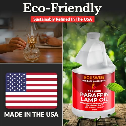 Houswise Premium Liquid Paraffin Lamp Oil for Indoor Use (4 x 1 Gallon) - Smokeless Odorless Paraffin Oil Lamp Fuel, Lantern Oil, Candle Oil for Lamps, Indoor Lamp Oil, Liquid Paraffin Oil - Thumbnail 6