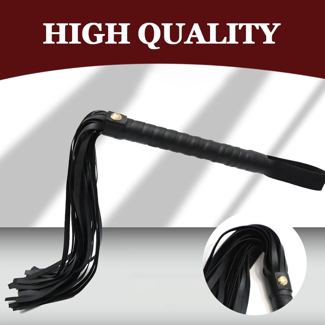 Latigo de Cuero PU para Caballos Herramienta de Entrenamiento, Accesorios para Disfraces