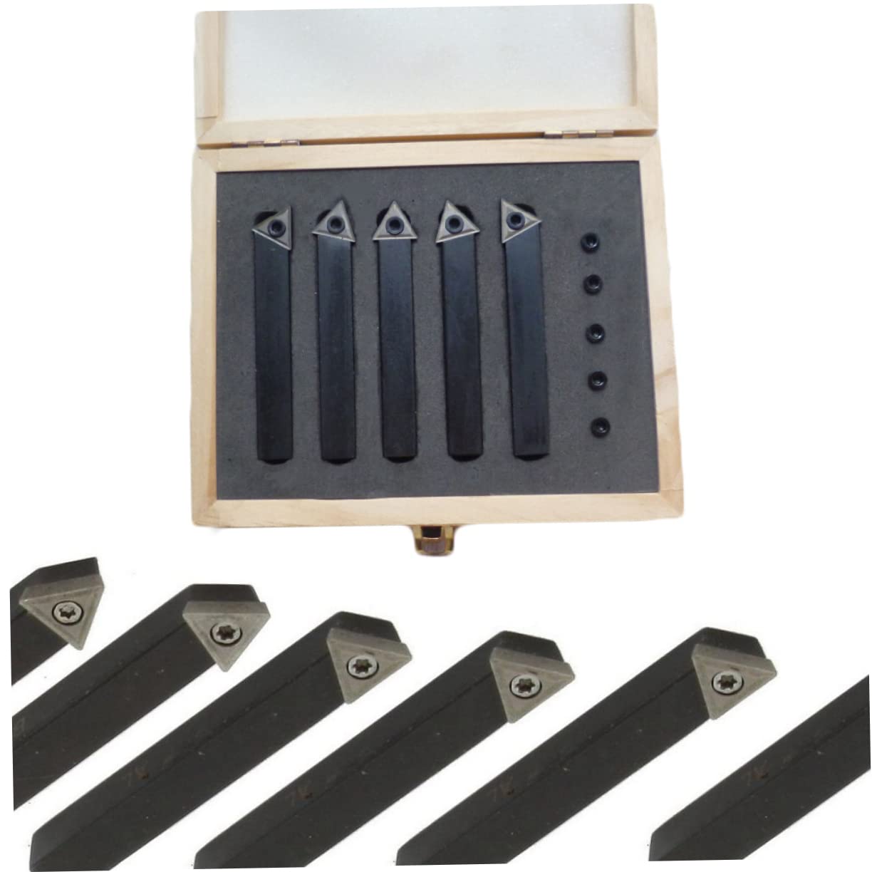 DOITOOL 5 Piezas Herramientas De Torneado De Carburo Herramientas De Torno De Carburo Torno Aburrido Herramienta Ferramentas Cubertería Métrico De Madera Sujetador De