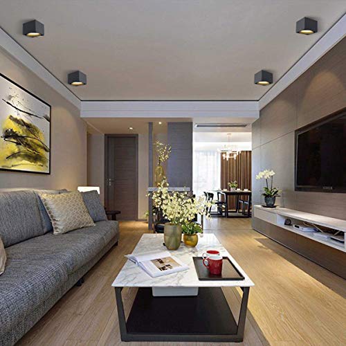 Dr.lazy 10W LED Plafonnier Spots lampe,Spots de plafond,Applique de Plafond, spots plafond orientables,LED Plafonniers ,Éclairage de plafond,IP20,10x10x7cm (Noir-3000K) - Image 8