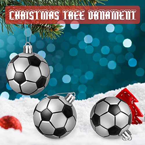 Christmas Ornament Ball Plastic Ornament 2.36 Inch Xmas Christmas Tree Ornaments With Hanging Loop Sports Theme Decorative Hanging Ornaments For Holiday Party Christmas Tree Home (Soccer, 6 Pcs) #TOP3