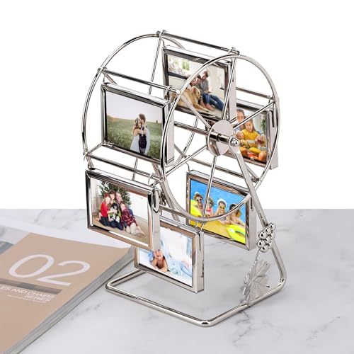 Cornice Girevole Ruota panoramica,Cornice Personalizzata per Foto di Famiglia,Cornice portafoto Vintage da Tavolo da scrivania, er 12 Foto, Decorazioni per la casa, Decorazione per la casa in st