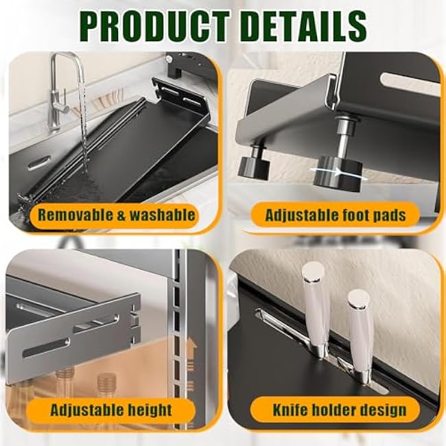 Spice Organization for Cabinet | 2 Tier Standing Height-Adjustable Spice Rack | Large Metal Rust-Proof Seasoning Organizer | Kitchen Storage Organization Shelf for Pantry Bathroom (2-40CM Black)