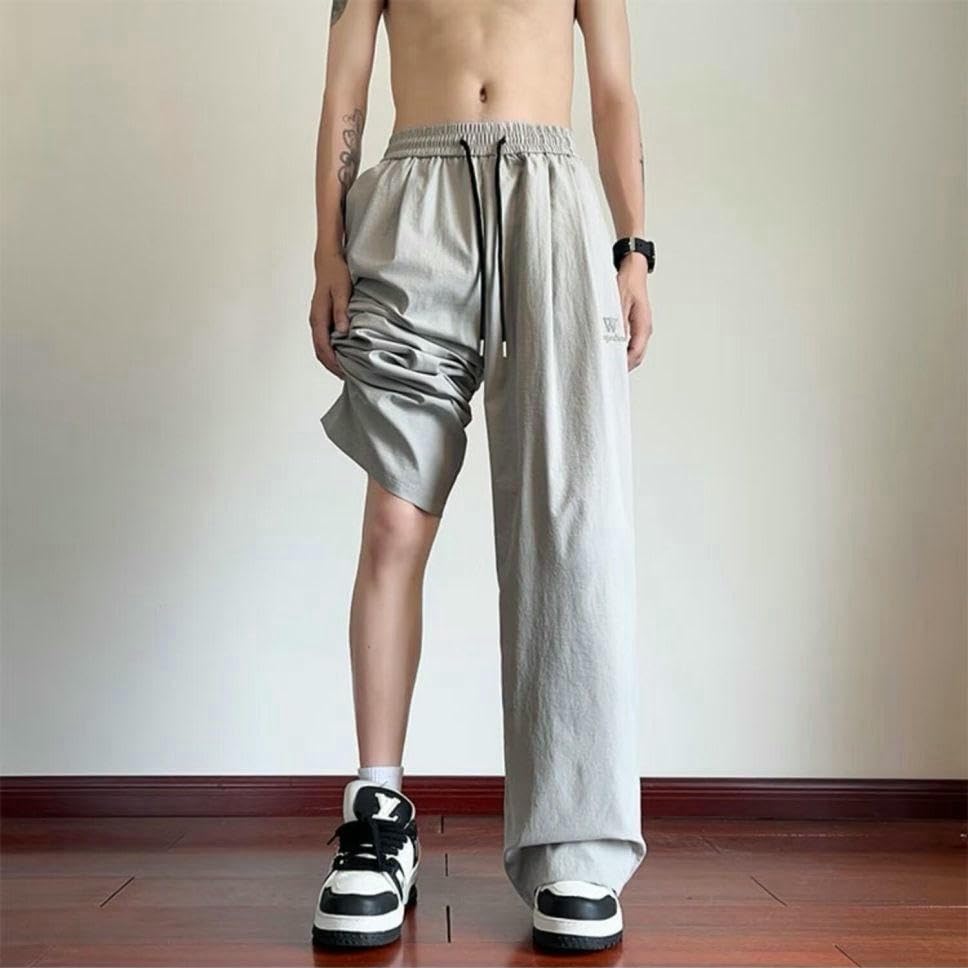 Men's Summer Thin Ice Silk Drape Korean Style Trendy Versatile Floor Length Casual Pants2