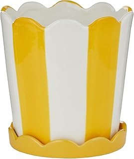 BUTLERS Blumentopf mit Teller 17 x 17 cm - Sundae - Pflanztopf mit gewelltem Rand | Übertopf aus Steinzeug | Pflanzgefäß für Fensterbank & Wohnzimmer