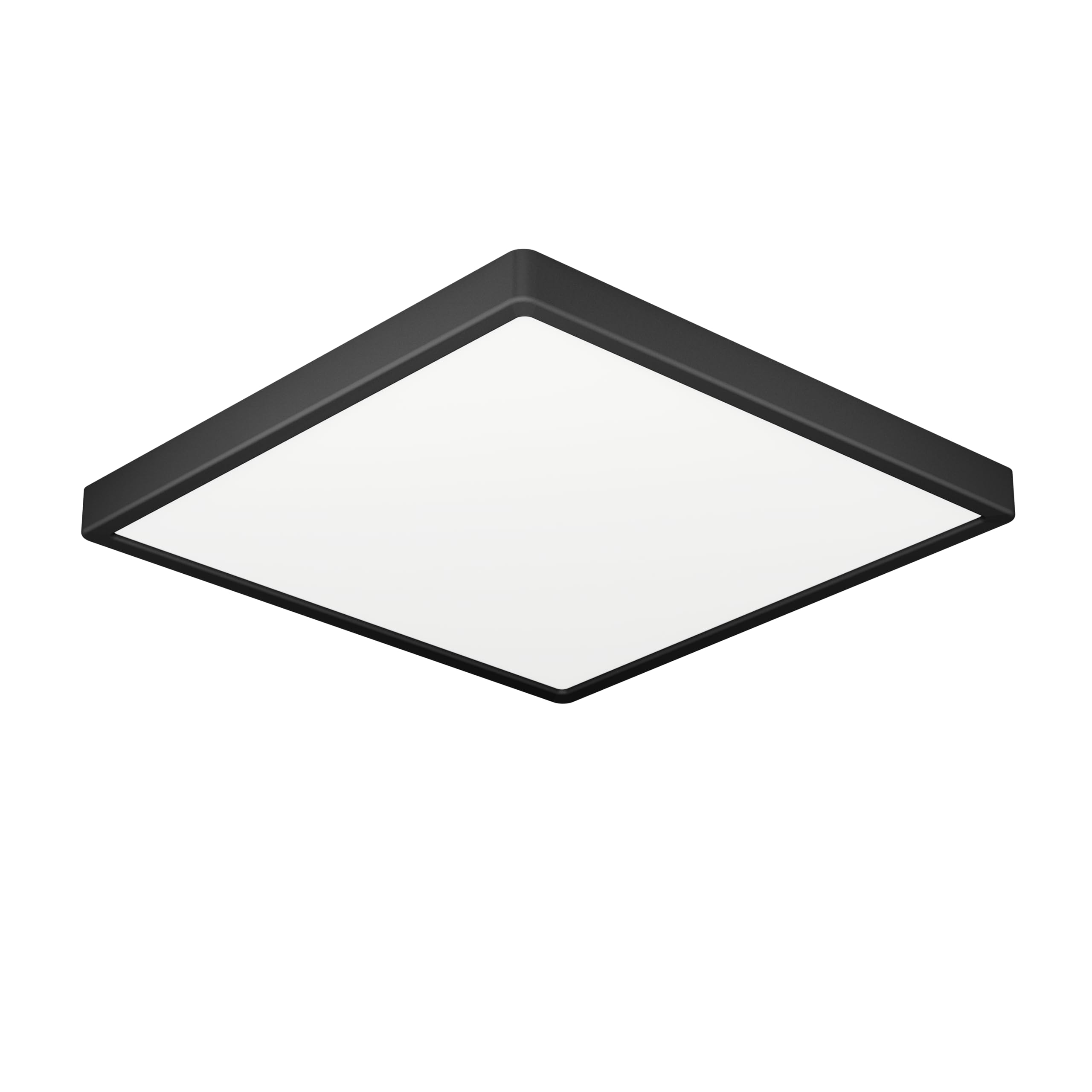 Eglo LED Ceiling Light Fitting Fueva 6, Square Ceiling lamp, Bathroom Lighting, Flush luminaire Made of Plastic in Black and White, Warm White-Cold White, IP44, 22 x 22 cm