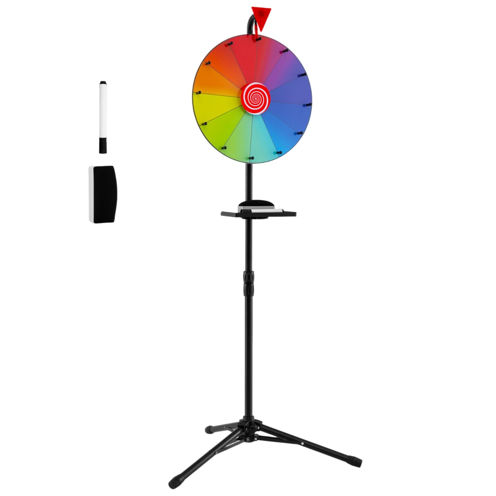 Maxmass 16 Inch Spinning Prize Wheel, 12 Slots Roulette Wheel with Height Adjustable Tripod Stand, Dry Erase Marker, Eraser, Fortune Spinning Game Roulette Spinner for Carnival Party Pub Trade Show