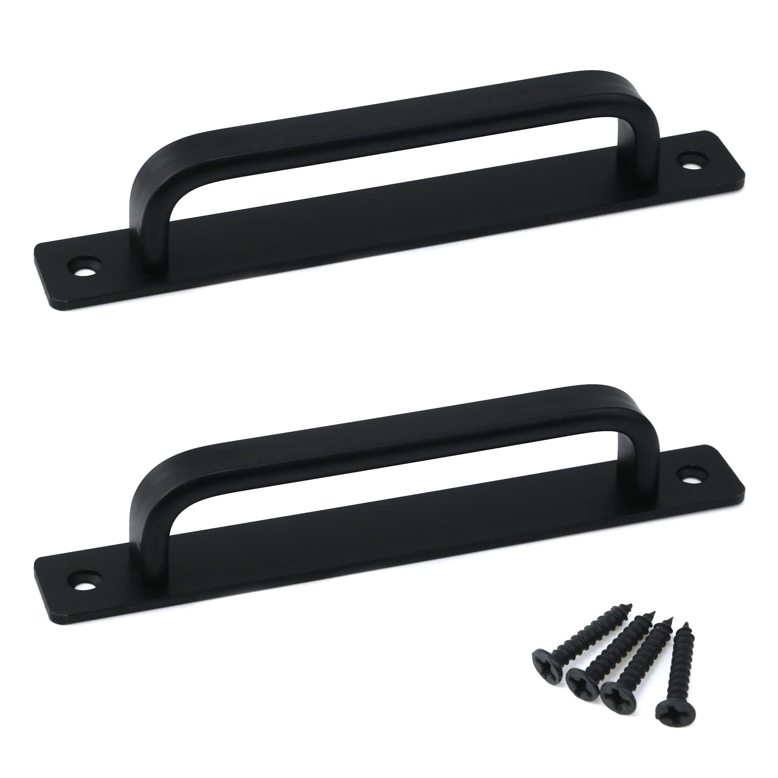 Pastlla 2Pcs Barn Door Handle Kitchen Cabinet Drawer Handle Sliding Barn Door Pull Aluminum Alloy Flush Flat Base Cabinet Pull Door Panel Pull (6.3"