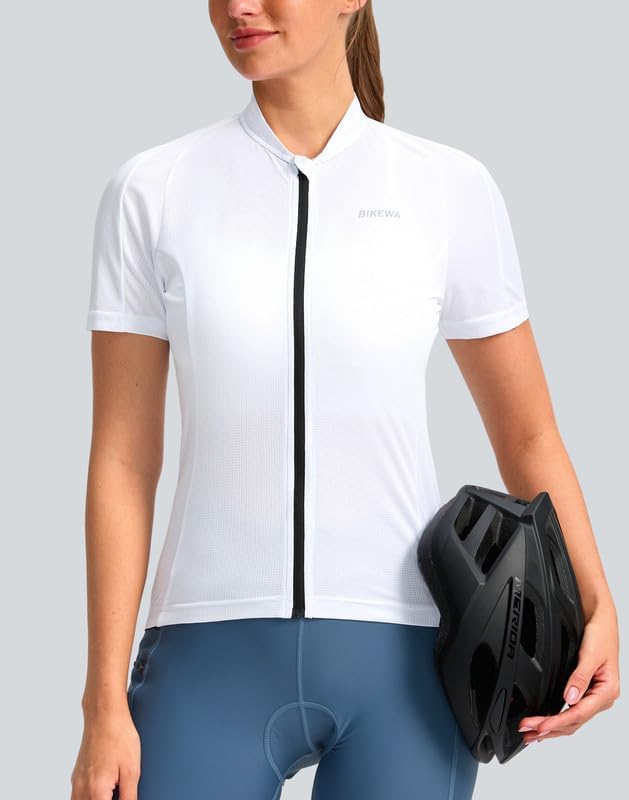 Women's Cycling Jersey Short Sleeve Bike Shirts Full Zipper Bicycle Biking Tops with Pockets Road Mountain Riding - Image 2