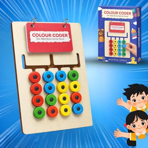 Image of Mashes Kids Montessori Slide Puzzle I Color & Pattern Matching Learning Toys for Kids 4-8 Years I Birthday Gift for Boys & Girls I Educational Activity I Travel Friendly I Wooden Puzzle