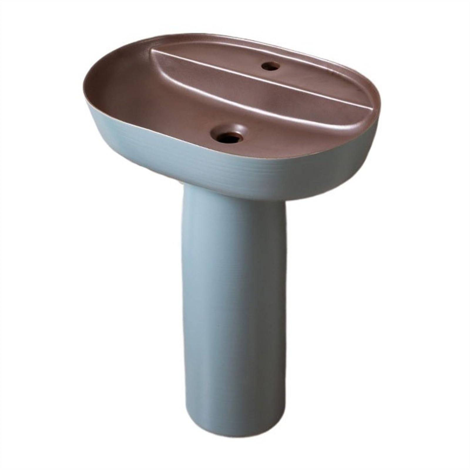 TIANQIHAO Ceramic Sink, Elegant Blue Floor Standing 2-Pieces Column Basin Vanity Vessel Sink Outdoor Courtyard Washbasin,1-One Size