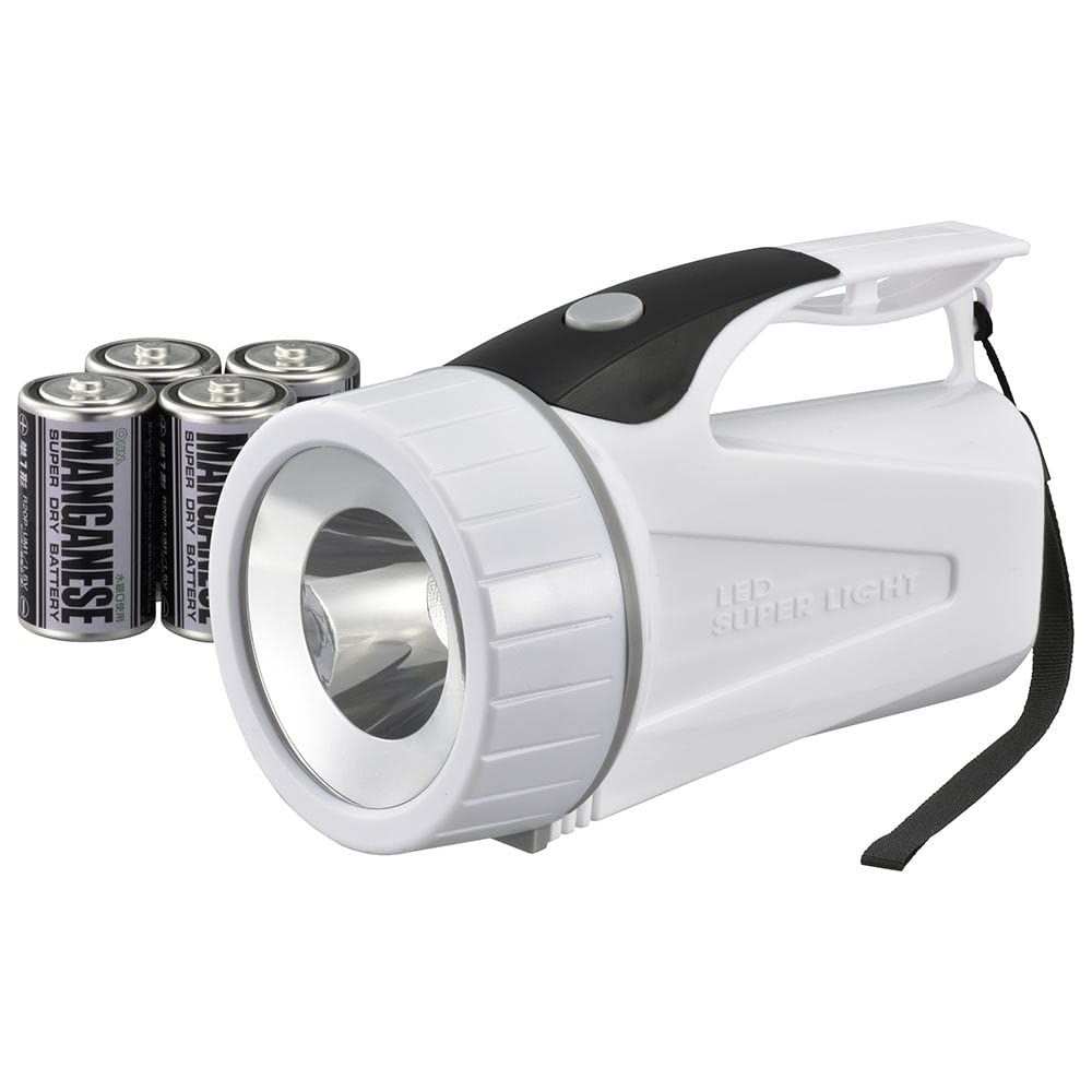 オーム(OHM) 懐中電灯 LED強力ライト 単1形乾電池4本付き LPP-10B5 08-0759 OHM ホワイト