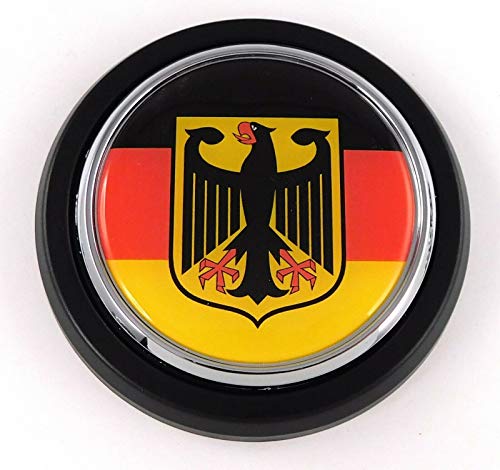 Image of Germany German Flag Car Truck Black Round Grill Badge 3.5 inch Grille Chrome Emblem
