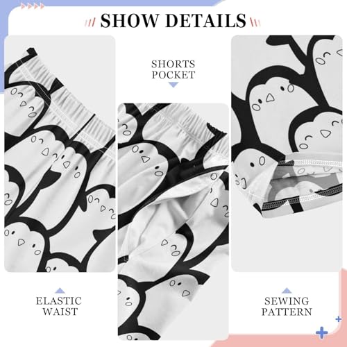 ZZXXB Cartoon Penguin Print Boys Long Pants Soft Trousers Elastic Waist Kids Lounge Bottoms with Pockets S-XL4